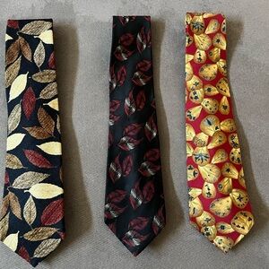 Elegant Leaf Patterned Ties - Set of Three - 3 for $10!